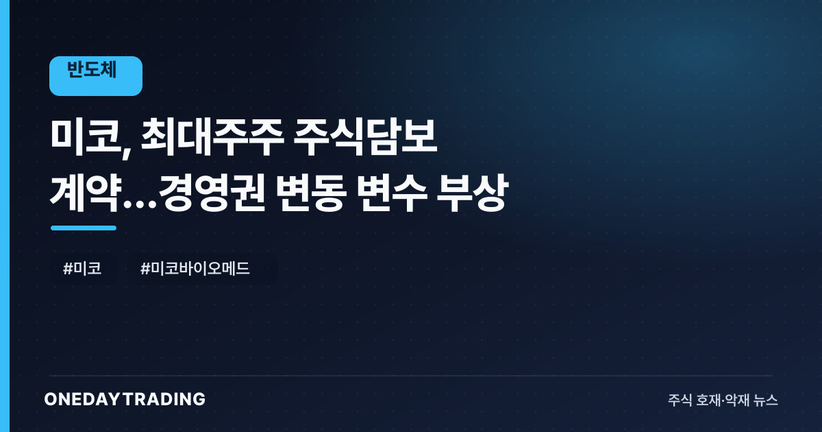 미코, 최대주주 주식담보 계약…경영권 변동 변수 부상