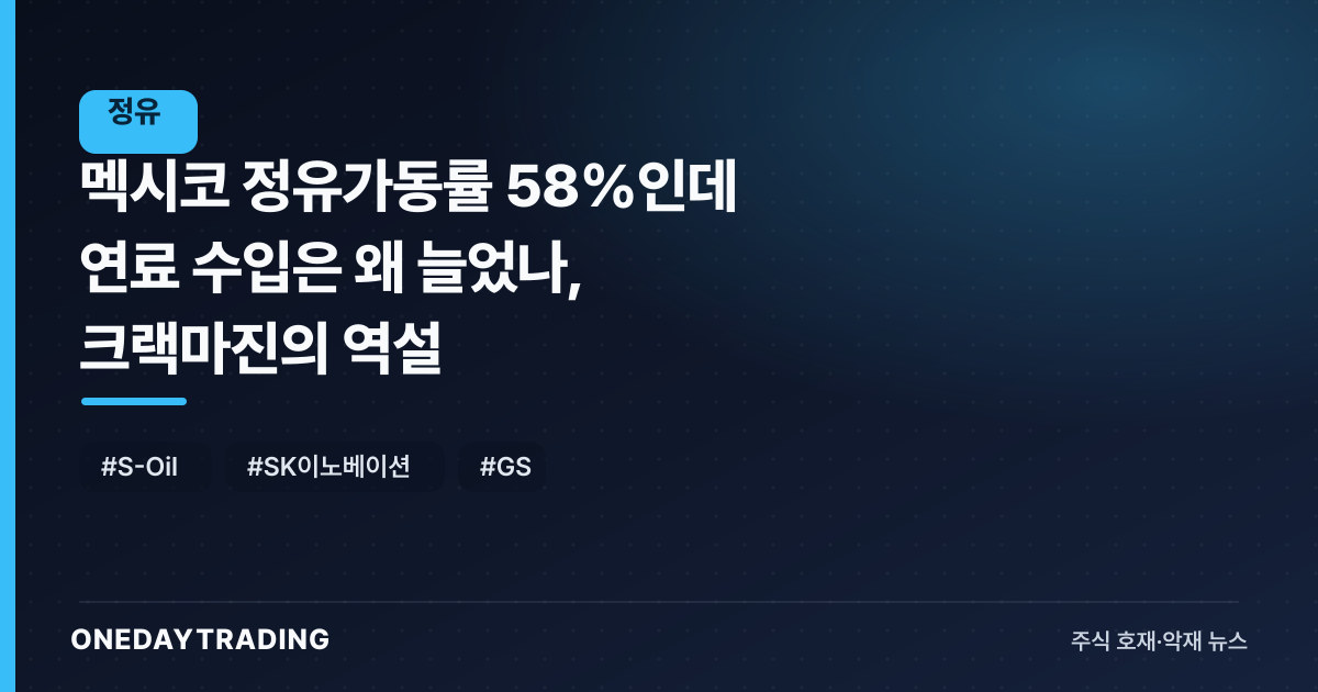 멕시코 정유가동률 58%인데 연료 수입은 왜 늘었나, 크랙마진의 역설