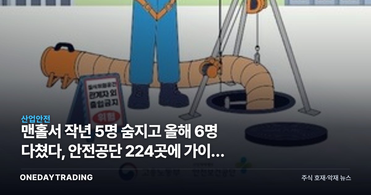 맨홀서 작년 5명 숨지고 올해 6명 다쳤다, 안전공단 224곳에 가이드 배포