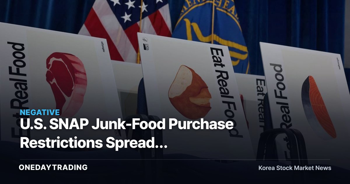 U.S. SNAP Junk-Food Purchase Restrictions Spread, Pressuring Food & Beverage Bellwethers Coca-Cola and Pepsi