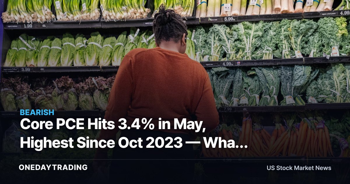 Core PCE Hits 3.4% in May, Highest Since Oct 2023 — What Sticky Inflation Means for Rate-Sensitive Stocks