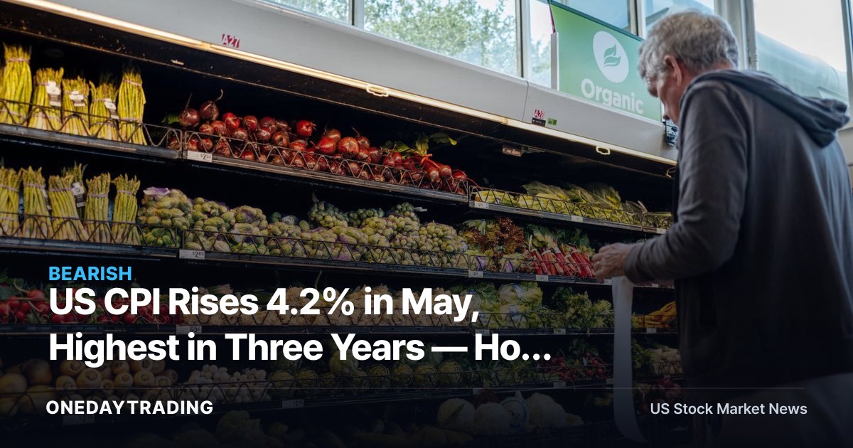 US CPI Rises 4.2% in May, Highest in Three Years — Hot Inflation Pressures Rate-Cut Hopes