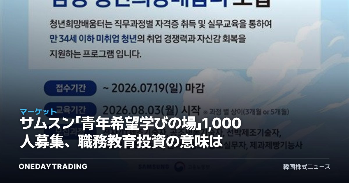 サムスン「青年希望学びの場」1,000人募集、職務教育投資の意味は