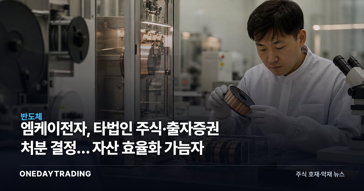 엠케이전자, 타법인 주식·출자증권 처분 결정… 자산 효율화 가늠자