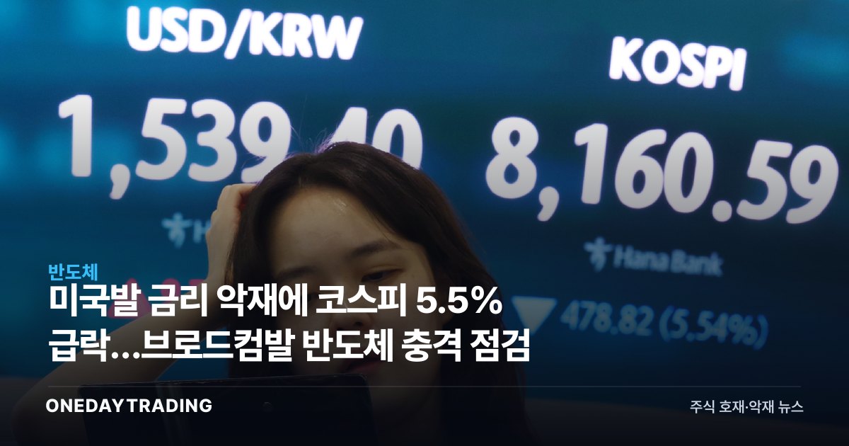 미국발 금리 악재에 코스피 5.5% 급락…브로드컴발 반도체 충격 점검