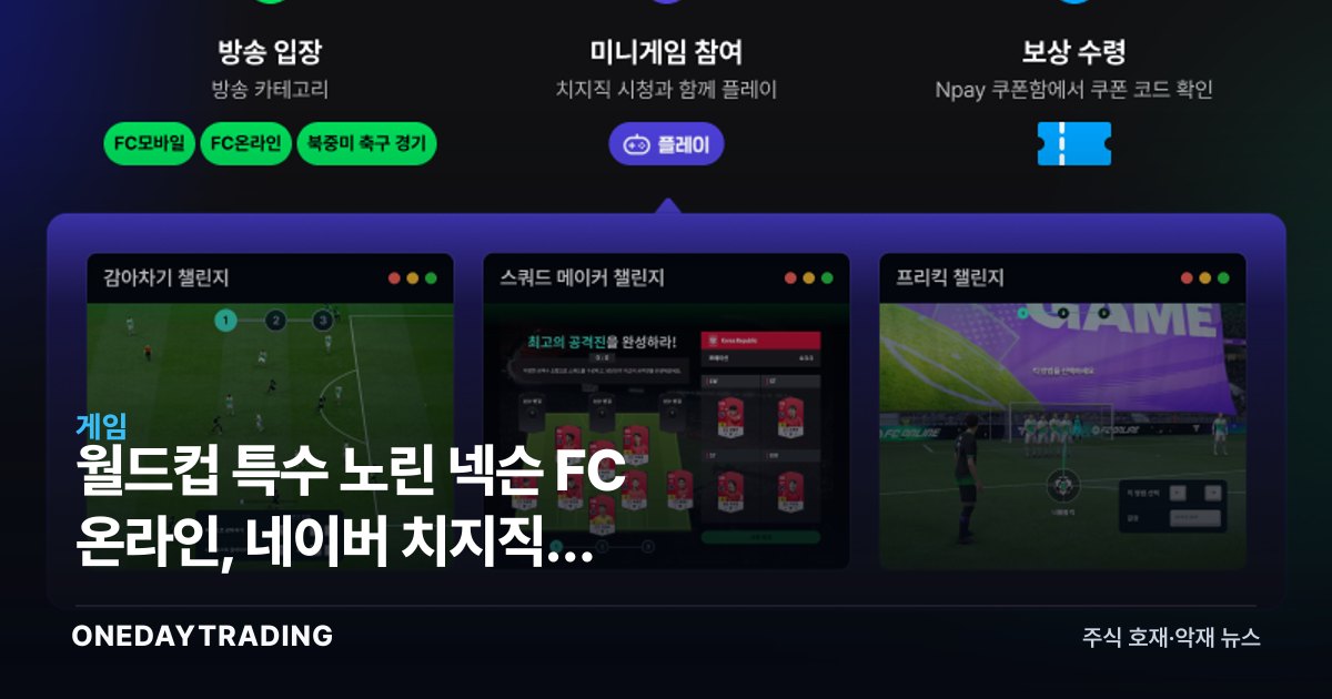 월드컵 특수 노린 넥슨 FC 온라인, 네이버 치지직과 시청·플레이 결합