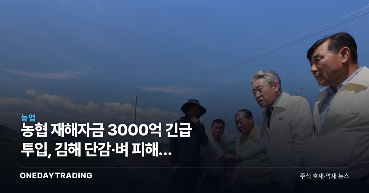 농협 재해자금 3000억 긴급 투입, 김해 단감·벼 피해가 말해주는 것