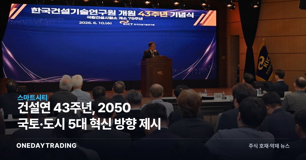 건설연 43주년, 2050 국토·도시 5대 혁신 방향 제시