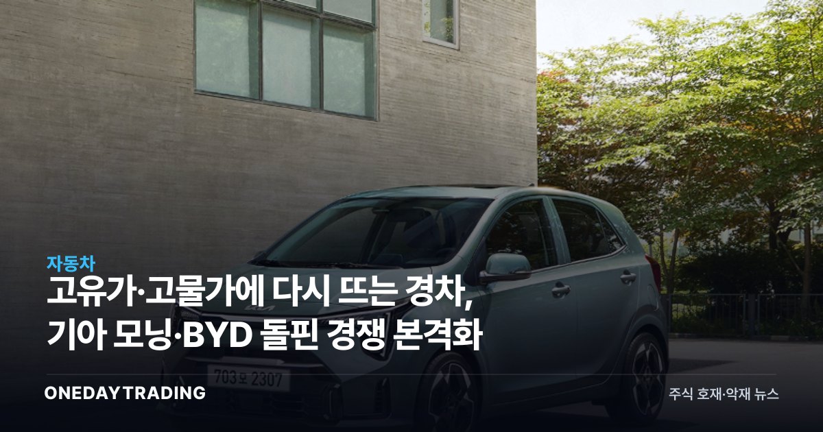 고유가·고물가에 다시 뜨는 경차, 기아 모닝·BYD 돌핀 경쟁 본격화