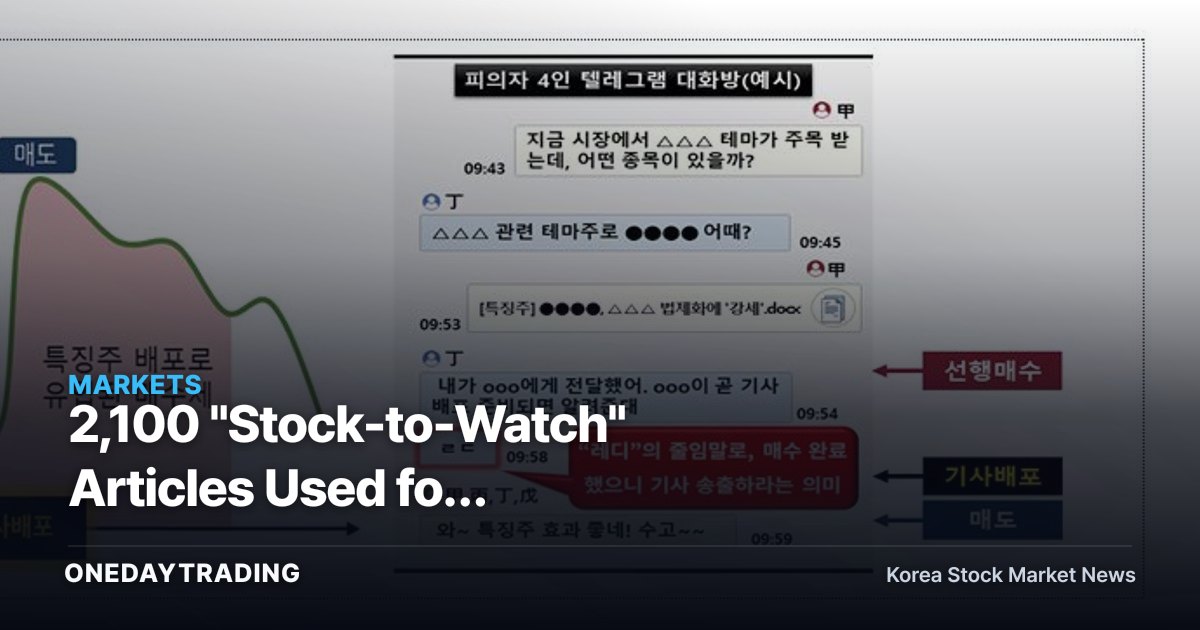 2,100 "Stock-to-Watch" Articles Used for Front-Running — Reporters and Accountant Referred to Prosecutors Over 9.3 Billion Won in Illicit Gains