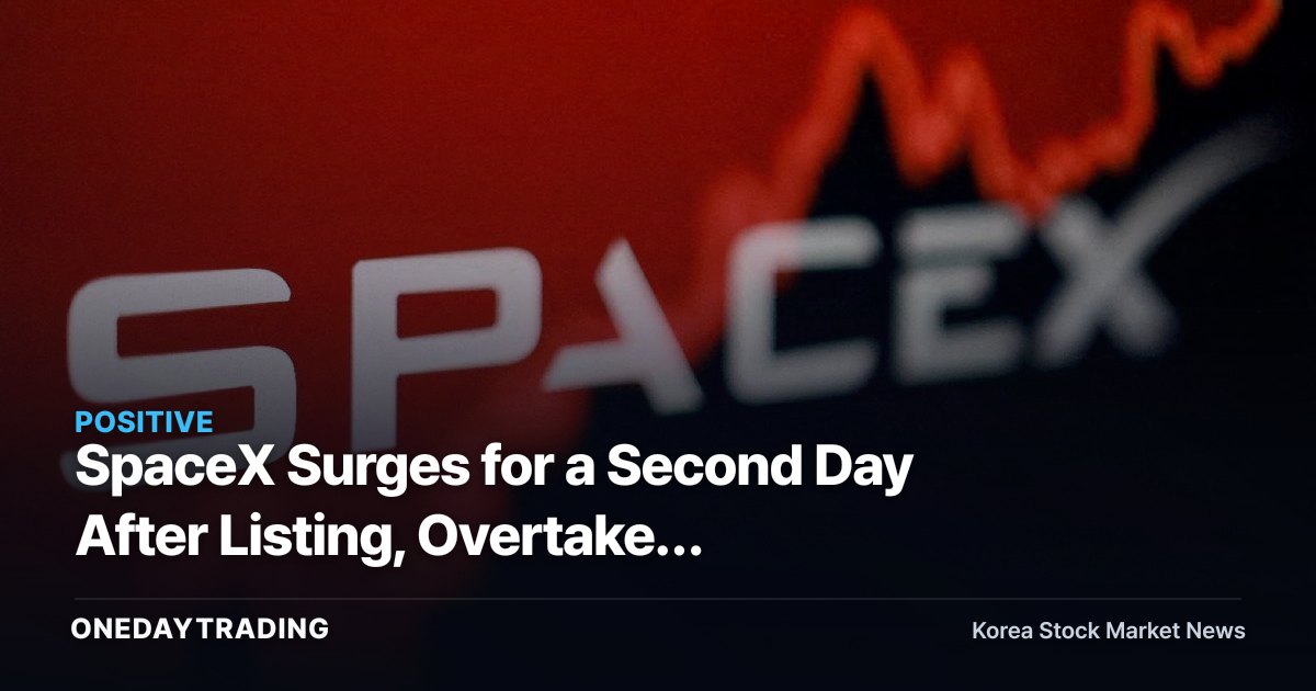 SpaceX Surges for a Second Day After Listing, Overtakes Amazon's Market Cap — What It Means for Korean Aerospace Stocks