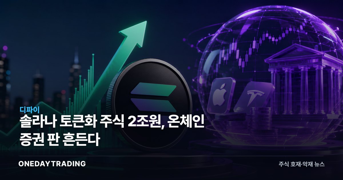 솔라나 토큰화 주식 2조원, 온체인 증권 판 흔든다