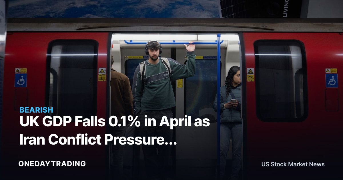 UK GDP Falls 0.1% in April as Iran Conflict Pressures Services — Sterling, FTSE in Focus