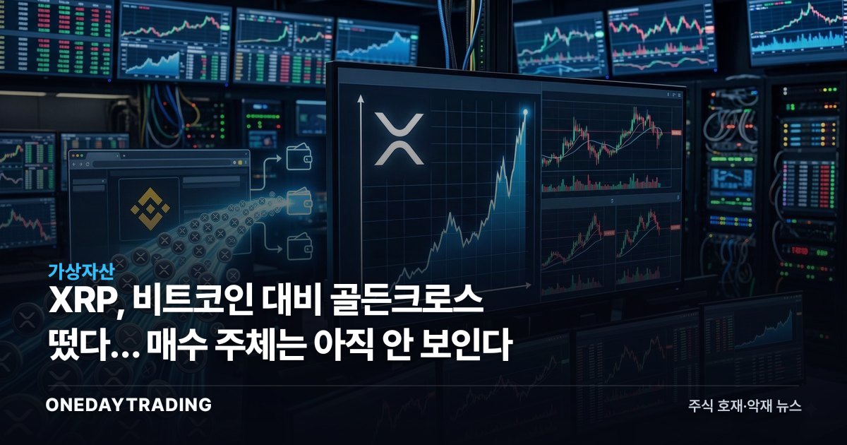 XRP, 비트코인 대비 골든크로스 떴다… 매수 주체는 아직 안 보인다