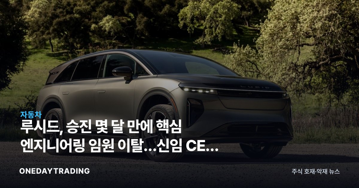 루시드, 승진 몇 달 만에 핵심 엔지니어링 임원 이탈…신임 CEO發 조직개편 신호