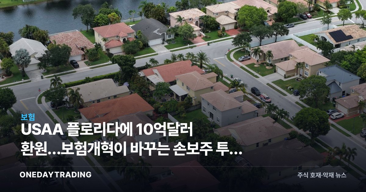 USAA 플로리다에 10억달러 환원…보험개혁이 바꾸는 손보주 투자 셈법